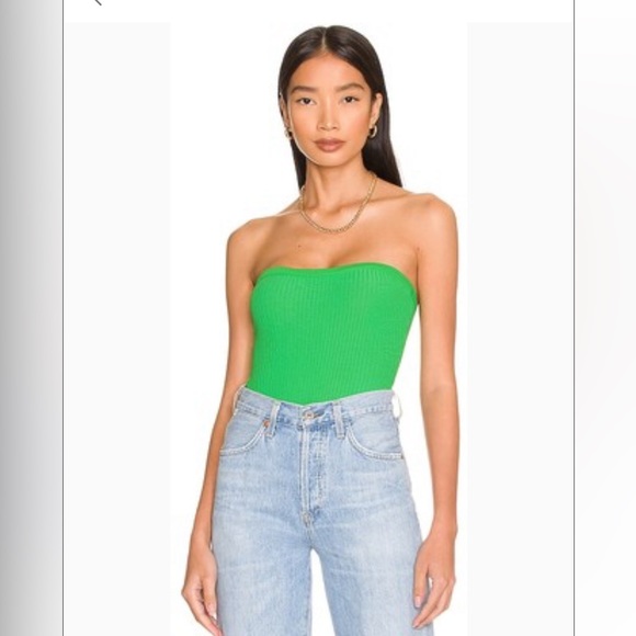 All The Ways Tops - All The Ways Maiah Strapless Bodysuit in Kelly Green